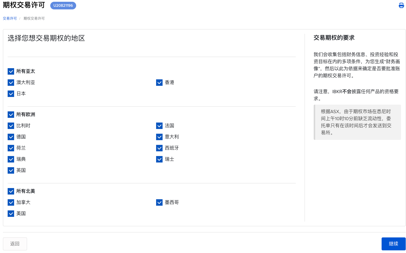 IBKR 期权交易权限